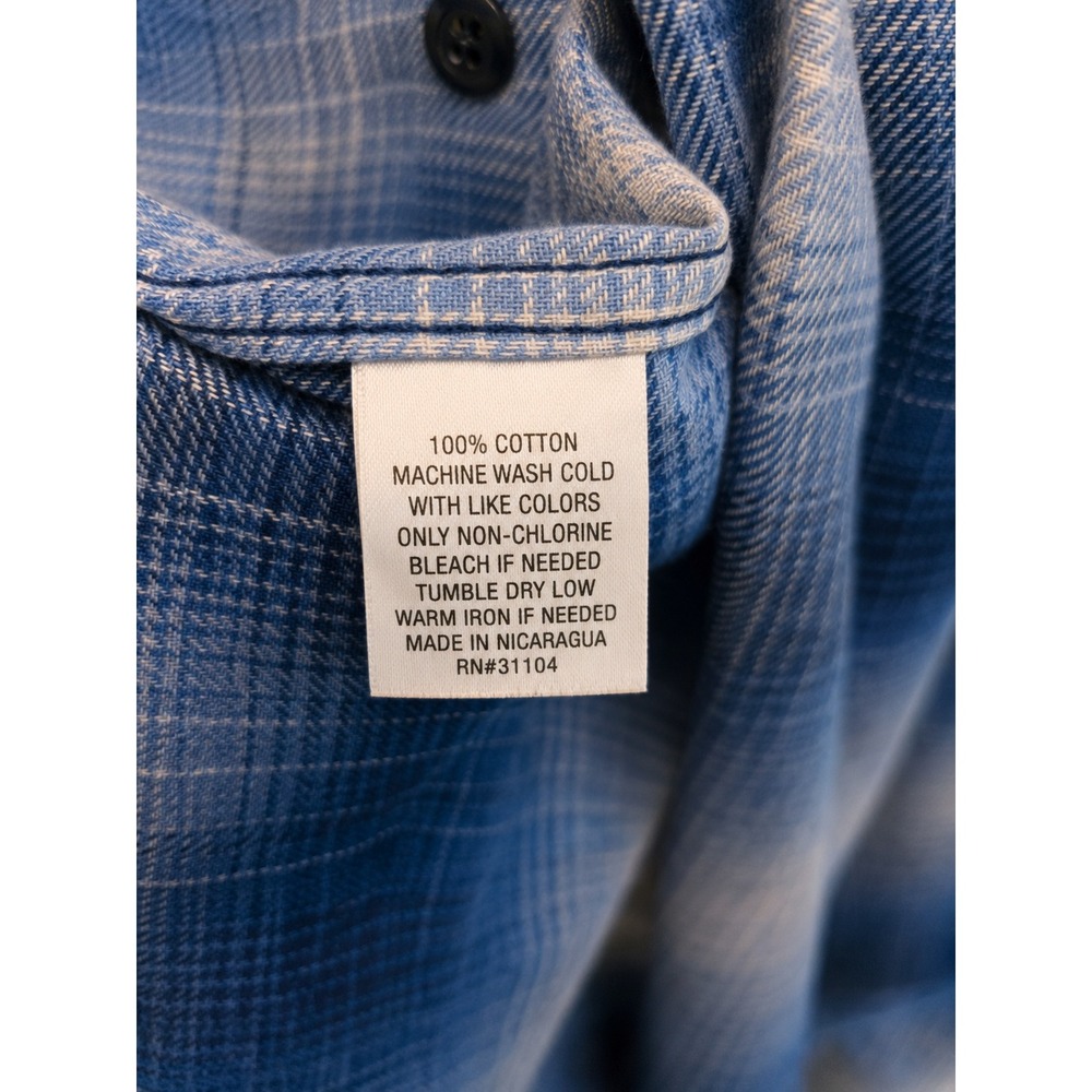 Ocean Coast Blue Ombre Plaid Flannel Shirt XXL 100% Cotton Button Up Oversized - Picture 4 of 4